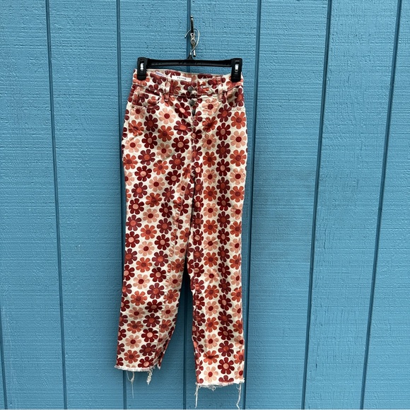 Pacsun 70’s flower pink and red jeans - Picture 1 of 5